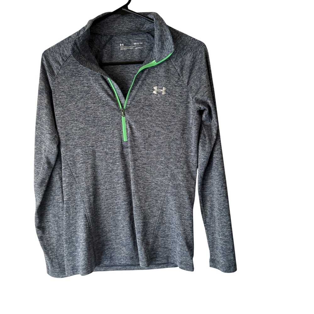 Under Armour HeatGear Women's Blue Loose 1/4 Zip Long Sl Athletic Top Small